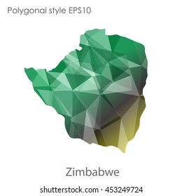 Republic of Zimbabwe map in geometric polygonal style.Abstract gems triangle,modern design background. Vector illustration EPS10