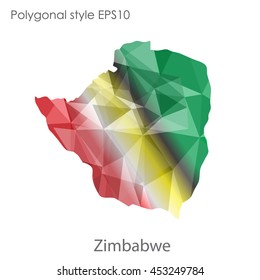 Republic of Zimbabwe map in geometric polygonal style.Abstract gems triangle,modern design background. Vector illustration EPS10