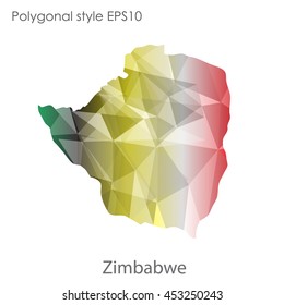 Republic of Zimbabwe map in geometric polygonal style.Abstract gems triangle,modern design background. Vector illustration EPS10
