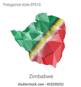 Republic of Zimbabwe map in geometric polygonal style.Abstract gems triangle,modern design background. Vector illustration EPS10