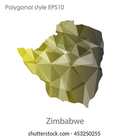Republic of Zimbabwe map in geometric polygonal style.Abstract gems triangle,modern design background. Vector illustration EPS10