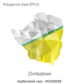Republic of Zimbabwe map in geometric polygonal style.Abstract gems triangle,modern design background. Vector illustration EPS10