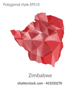 Republic of Zimbabwe map in geometric polygonal style.Abstract gems triangle,modern design background. Vector illustration EPS10