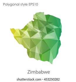 Republic of Zimbabwe map in geometric polygonal style.Abstract gems triangle,modern design background. Vector illustration EPS10