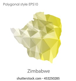 Republic of Zimbabwe map in geometric polygonal style.Abstract gems triangle,modern design background. Vector illustration EPS10