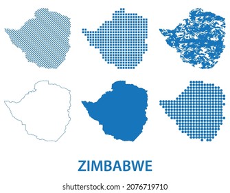 Republic of Zimbabwe - vector set of silhouettes in different patterns