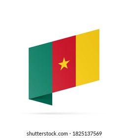 Republica Camerun flag state symbol isolated on background national banner. Greeting card National Independence Day of the Republic of Camerun. Illustration banner with realistic state flag.