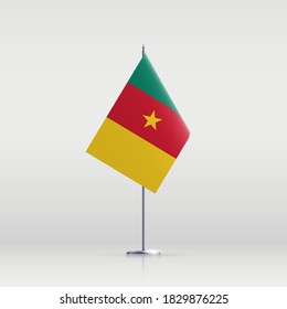 Republica Camerun flag state symbol isolated on background national banner. Greeting card National Independence Day of the Republic of Camerun. Illustration banner with realistic state flag.