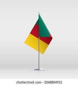 Republica Camerun flag state symbol isolated on background national banner. Greeting card National Independence Day of the Republic of Camerun. Illustration banner with realistic state flag.