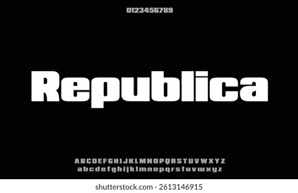 Republica Minor 2.0 vector font alphabet with numbers