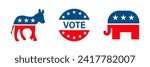 Republican, democrat icon. Political party republican, democrat vote symbol. USA election vector symbols republican, democrat. Vector illustration