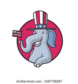 Republican Elephant Cartoon Mascot Character Wearing Stock Vector ...