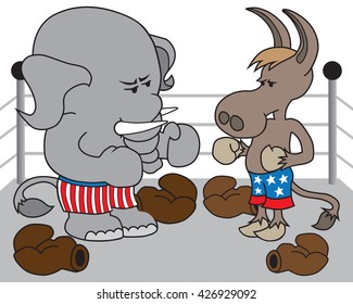 The Republican elephant and the Democrat donkey have taken the gloves off
