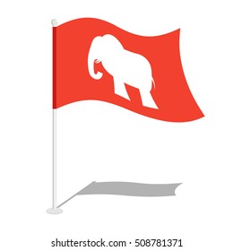 Republican elephant Flag. National banner of presidential election in America. State symbol of United States political party

