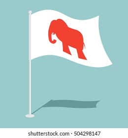 Republican elephant Flag. National flag of presidential election in America. State symbol of United States political party

