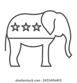 Republican elephant line icon, outline style icon for web site or mobile app, election and politics, republican elephant vector icon, simple vector illustration, vector graphics.