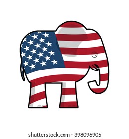 Republican Elephant. Symbol of political party in America. illustration for elections in United States. USA Flag