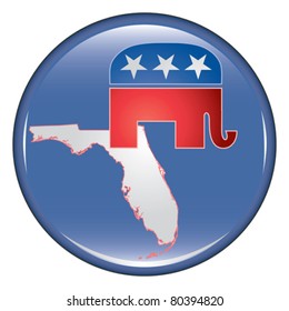 Republican Florida Button is an illustration of a United States election campaign button promoting the right and will to vote Republican in Florida.