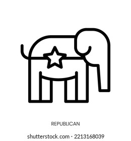 Republican Icon. Line Art Style Design Isolated On White Background