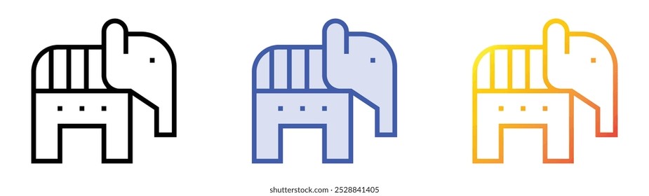 icono republicano. Lineal, relleno azul y diseño de estilo degradado aislado sobre fondo blanco