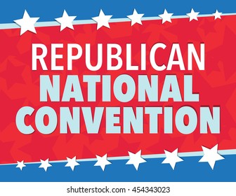 Republican National Convention, Red, White, And Blue Poster With Stars