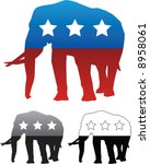 Republican Party Elephant - Vector illustration with grayscale and black and white versions included.