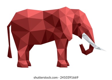 Republican red Elephant. Polygonal clipart for USA presidential election.