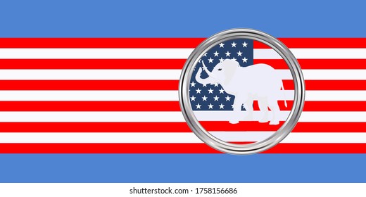 Republican symbol, national flag icon - vector. Presidential election in the United States of America. Election header banner with Vote