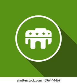 republicans elephant flat icon with long shadow. material design vector illustration