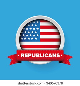 Republicans ribbon and USA flag vector