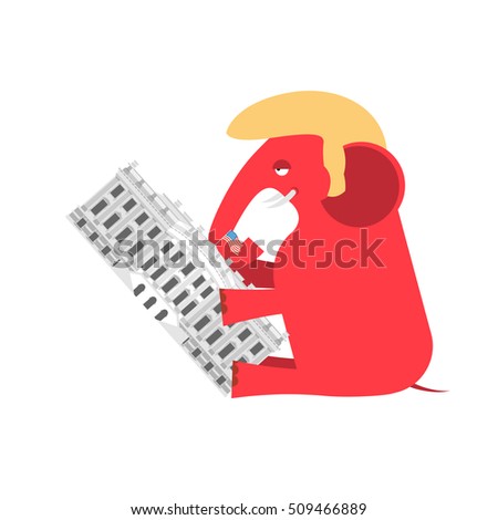 Republicans win White House. Flag red elephant. Political presidential elections in United States. Government Building America