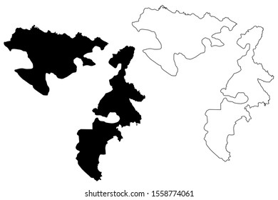 Mapa de la República Srpska (Bosnia y Herzegovina, Bosnia y Herzegovina, Bosnia y Herzegovina), ilustración vectorial, dibujo de escarabajo Srpska mapa