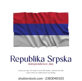 Bandera de la República Srpska, celebrando el Día de la Independencia. Resumen ondeando la bandera en el fondo blanco Bandera del país.