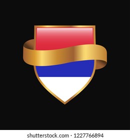 Republika Srpska flag Golden badge design vector