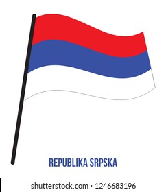 Republika Srpska Flag Waving Vector Illustration on White Background. Republika Srpska National Flag.