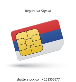Republika Srpska mobile phone sim card with flag. Vector illustration.