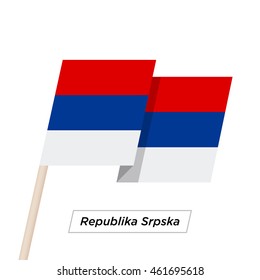 Republika Srpska Ribbon Waving Flag Isolated on White. Vector Illustration. Republika Srpska Flag with Sharp Corners