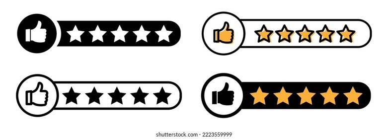 Reputation 5 hält das Sternsymbol hoch. Symbol für Kundenbewertungen, Qualitätsbewertung, Feedback. Einzige Vektorgrafik.