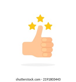 reputation or customer review icon like thumb up. concept of business or company performance and cool job or better work. flat thumbsup logotype design element or web graphic isolated on white