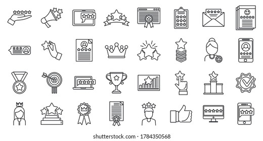 Reputation experience icons set. Outline set of reputation experience vector icons for web design isolated on white background