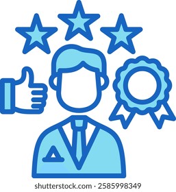 Reputation Icon Blue Vector Illustration