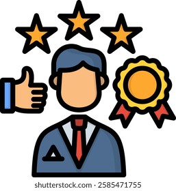 Reputation Icon Lineal Color Vector Illustration