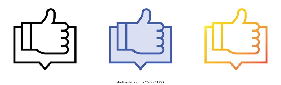 icono de reputación. Lineal, relleno azul y diseño de estilo degradado aislado sobre fondo blanco