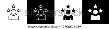 Reputation icon set in line and glyph style on black and white background