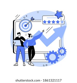 Ilustración abstracta del vector de la gestión de la reputación. Servicio de marketing digital, navegación de páginas web, relaciones públicas, estrategia de comunicación, medios sociales, metáfora abstracta de barra de menú de la interfaz de usuario.