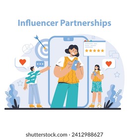 Reputation management. Building relationship with targeted audience. Customer satisfaction, experience, and engagement with a brand. Public relations strategy. Flat vector illustration
