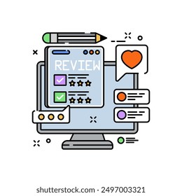 Reputation Management Filled Color Icon, Vector illustration