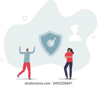 Reputation management and good social fame protection.flat design.illustration with people.