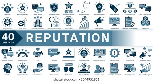 Reputation management icon set, simple flat element reputation management , reputation flat icon, icon flat design style vector image