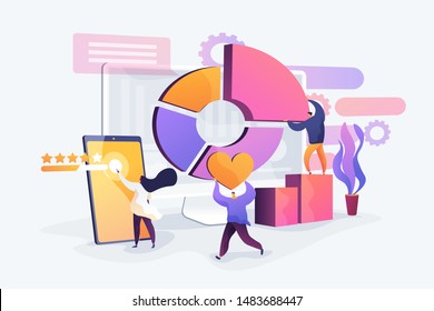 Reputation management, professional SEO analytics, social network statistics analysis. Attribution modeling, brand insight, measurement tools concept. Vector isolated concept creative illustration